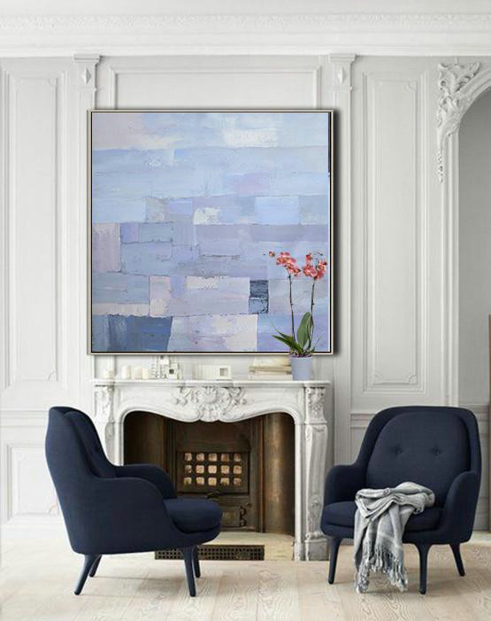 Extra Large Acrylic Painting On Canvas,Oversized Contemporary Art,Acrylic Painting Large Wall Art,Violet Ash,Grey,Blue.etc
